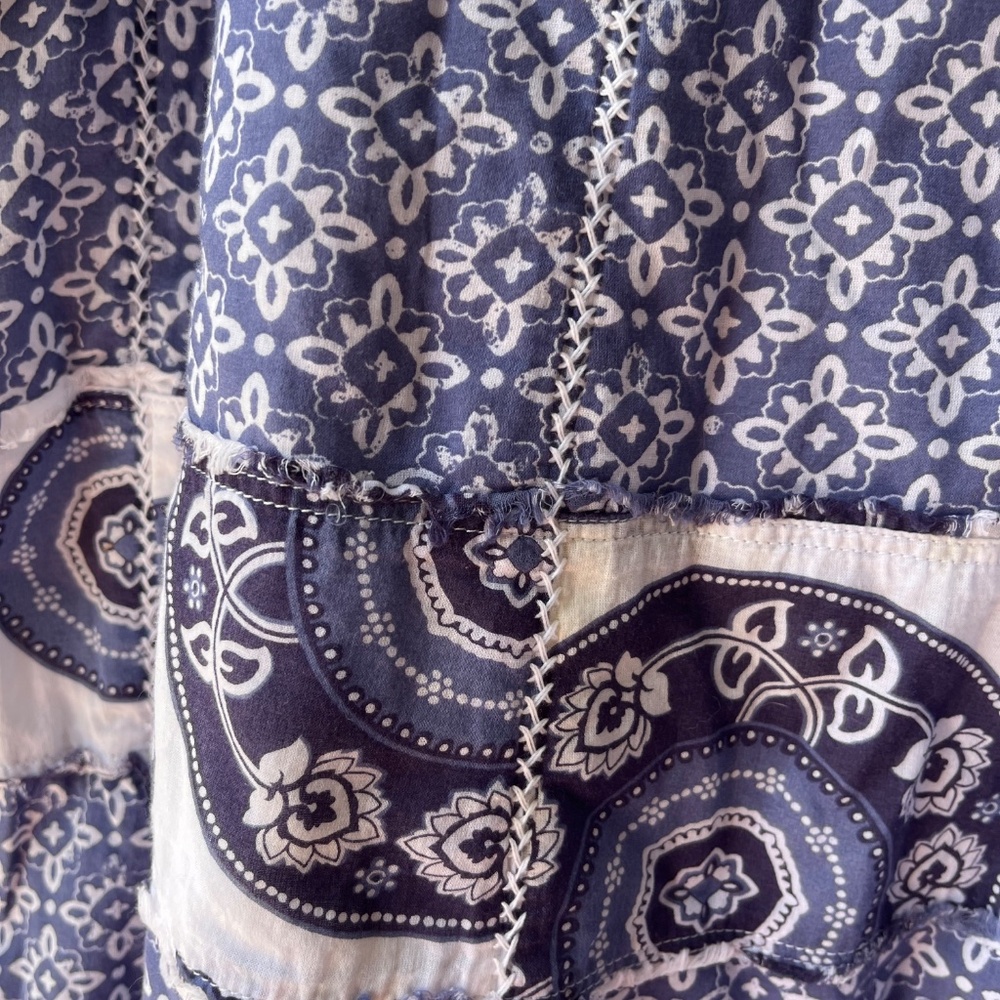 Blue & White Patterned Patchwork Midi Skirt, Eddi… - image 4